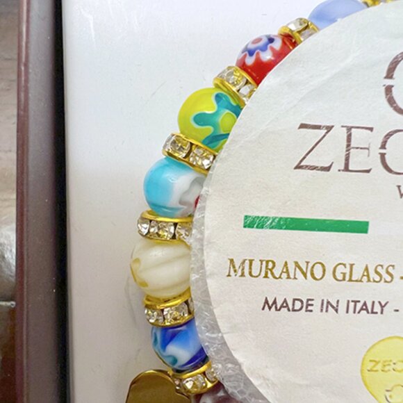 Murano Multicolored Glass Bead Stretch Bracelet [CC Zecchin] - Picture 4 of 4